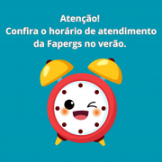 Card com um Relógio e o texto: Atenção para o horário de atendimento no verão 