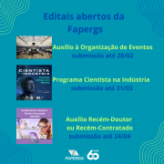 Card com os Editais abertos da Fapergs 