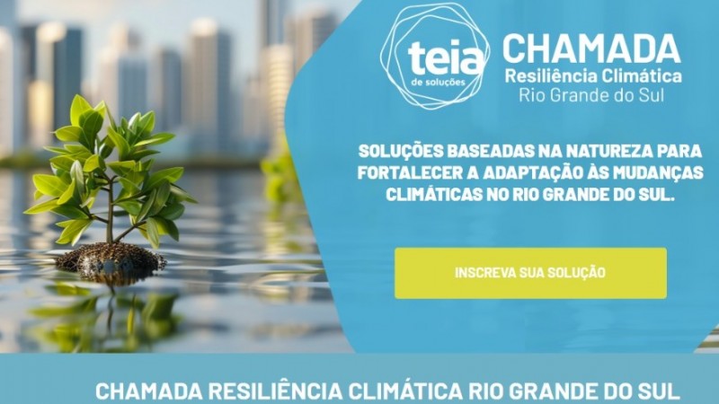 Card Chamada Resiliência Climática com uma foto com águá e uma planta