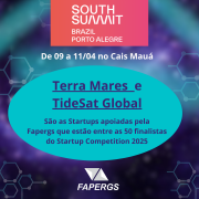 Card com o nome das startups selecionadas apoiadas pela Fapergs Terra Mares e TideSat Global